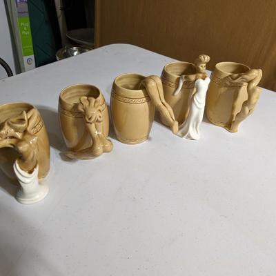 Set of 5 Erotic Pin Up Striptease Series Mugs
