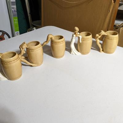 Set of 5 Erotic Pin Up Striptease Series Mugs