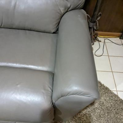 Nice La-Z-Boy Reclining Leather Grey Couch
