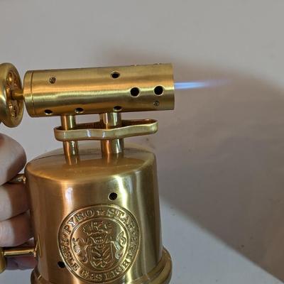 VECTOR Pyro Star Gas Table Lighter - Butane Cigar Torch Gold Tone