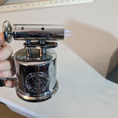 VECTOR Pyro Star Gas Table Lighter - Butane Cigar Torch, Silver