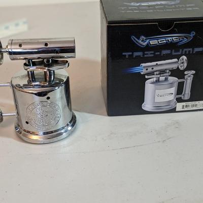 VECTOR Pyro Star Gas Table Lighter - Butane Cigar Torch, Silver