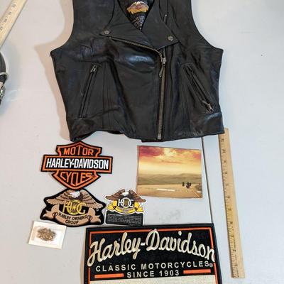 Collection of Harley Davidson Merch and Leather Vest