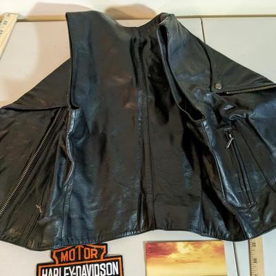 Collection of Harley Davidson Merch and Leather Vest