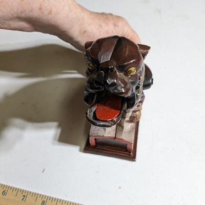 Vintage CAST IRON Metal Mechanical Bull Dog Bank