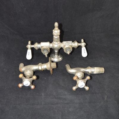 Lot of Vintage Hot/Cold Porcelain Handled Faucets