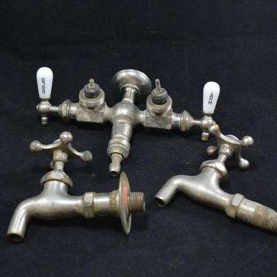 Lot of Vintage Hot/Cold Porcelain Handled Faucets