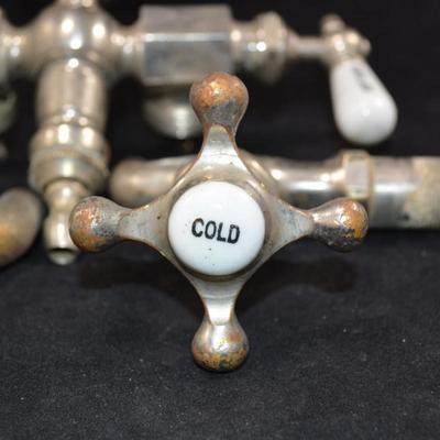 Lot of Vintage Hot/Cold Porcelain Handled Faucets