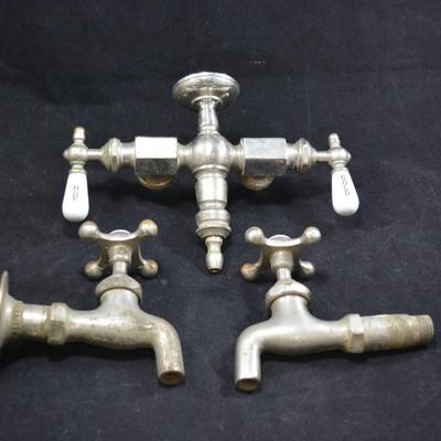 Lot of Vintage Hot/Cold Porcelain Handled Faucets