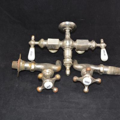Lot of Vintage Hot/Cold Porcelain Handled Faucets