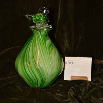 Vintage Blown Glass Decanter with Songbird Stopper 10â€x6â€