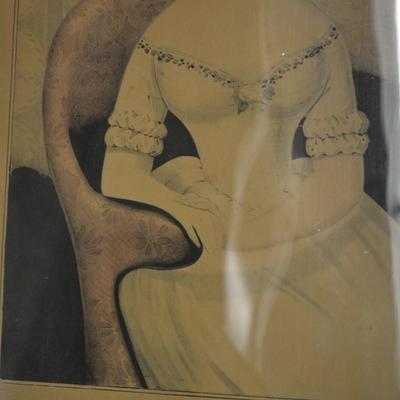 Antique CURRIER Hand-Painted Lithograph â€œAugustaâ€ Original Frame 16.5â€x12.75