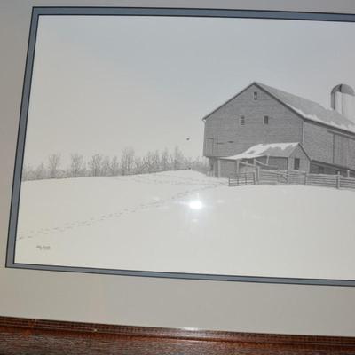 Signed, Framed/Matted Ken Schuler Barn Print 26/400, 26â€x18.5â€