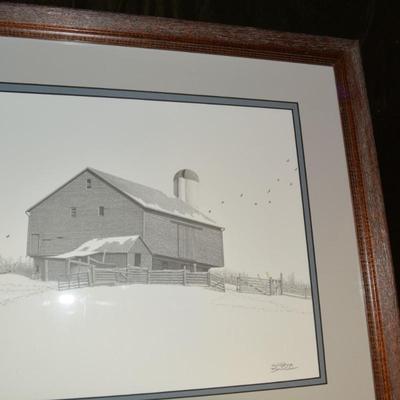 Signed, Framed/Matted Ken Schuler Barn Print 26/400, 26â€x18.5â€