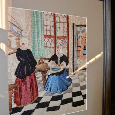 Vintage Framed & Matted Silk Embroidery Needlework 15â€x13â€