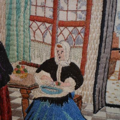 Vintage Framed & Matted Silk Embroidery Needlework 15â€x13â€