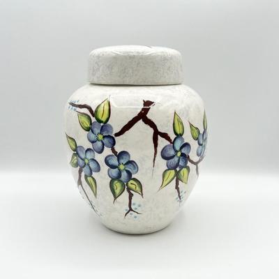 Lidded Ceramic Floral Ginger Jar