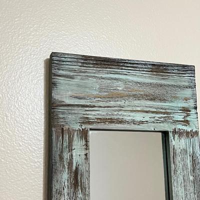Distressed Wooden Wall Hanging Mirror