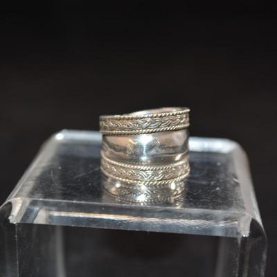 Vintage 925 Sterling Cigar Band Ring Size 9.5, 5.2g