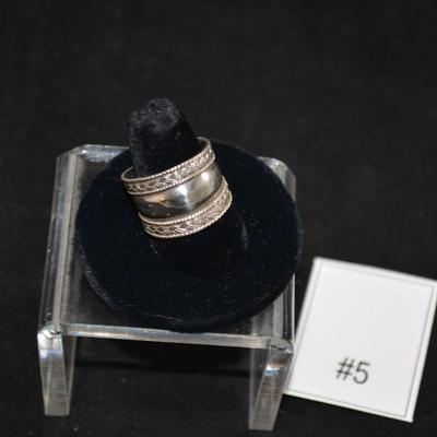 Vintage 925 Sterling Cigar Band Ring Size 9.5, 5.2g