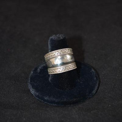 Vintage 925 Sterling Cigar Band Ring Size 9.5, 5.2g