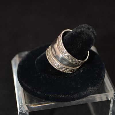 Vintage 925 Sterling Cigar Band Ring Size 9.5, 5.2g