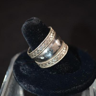 Vintage 925 Sterling Cigar Band Ring Size 9.5, 5.2g