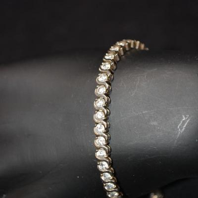 925 Sterling Tennis Bracelet w/ Crystals 7.25â€, 14.3g