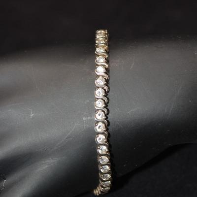 925 Sterling Tennis Bracelet w/ Crystals 7.25â€, 14.3g