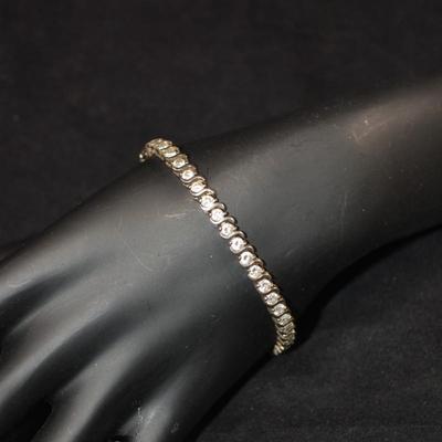 925 Sterling Tennis Bracelet w/ Crystals 7.25â€, 14.3g