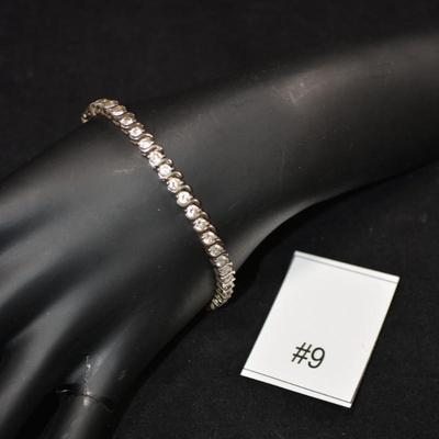 925 Sterling Tennis Bracelet w/ Crystals 7.25â€, 14.3g