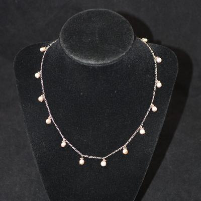 925 Sterling & Cultured Pearl Necklace, 15.25â€-16.25â€, 6.6g