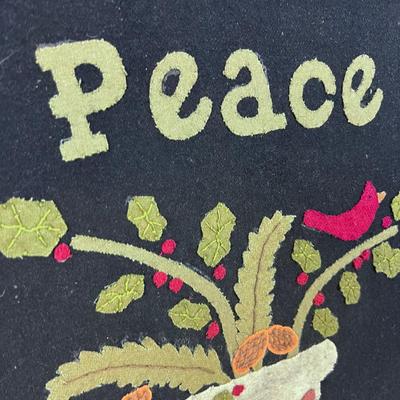 FOLK ART Felt on Fabric "PEACE" 