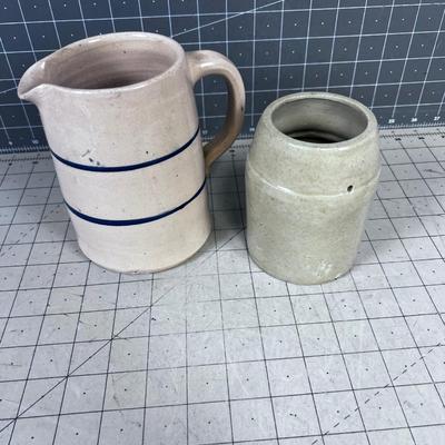 Antique Stoneware Pitcher & Jar
