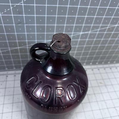 Antique Clorox Jug (Brown Glass) with Original METAL Lid