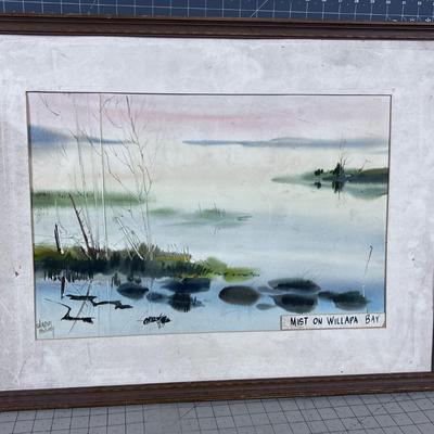 Mist on the Willapa Bay by Charles Mulvey WATERCOLOR 