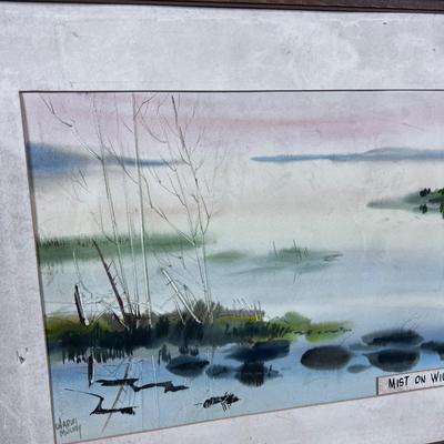 Mist on the Willapa Bay by Charles Mulvey WATERCOLOR 