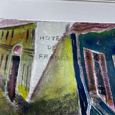 Watercolor Framed and Matted, Hotel De France, 