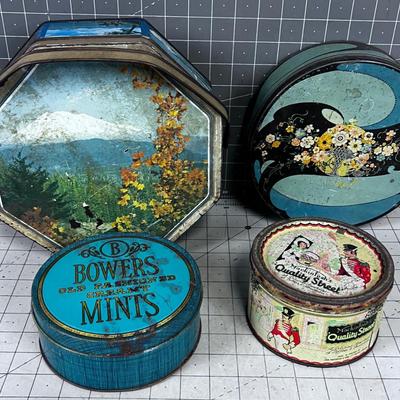 Collection of Antique Vintage Candy TINS (4) 