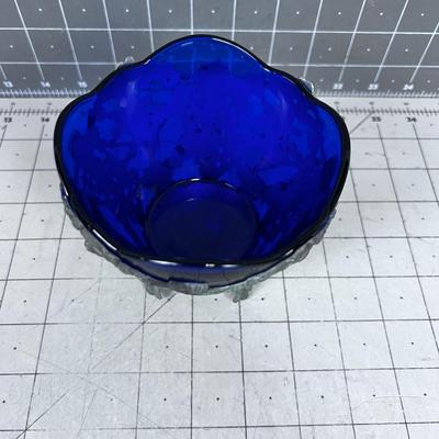 Cobalt Blue Glass with Bronze filigree 