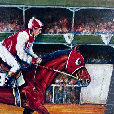 Signed P.A. Lawrence Original Oil Painting Race Horse