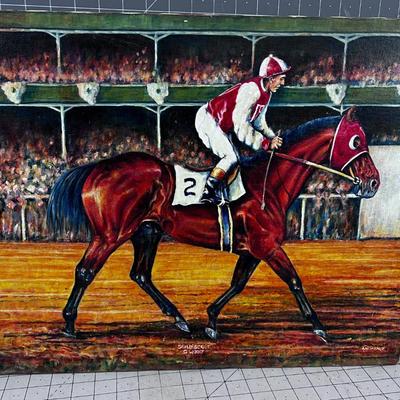 Signed P.A. Lawrence Original Oil Painting Race Horse