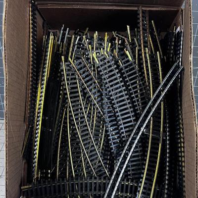Box full of HO Train Track, Curved and Straight Pieces