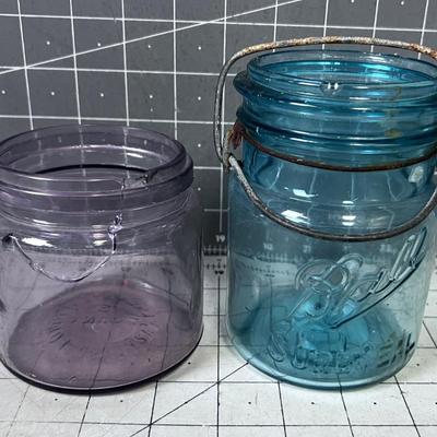 Antique Glass Canning Jars (2) 
