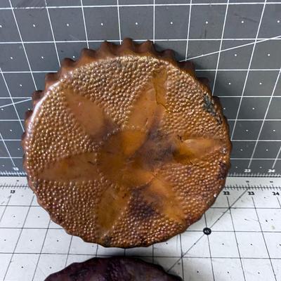 2 Hand Made Hammered Copper Dishes with Fluted Edge 