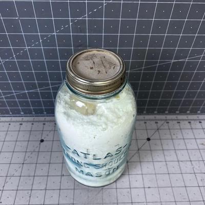 Antique ATLAS Strong Shoulder Mason Jar FULL OF FLOUR