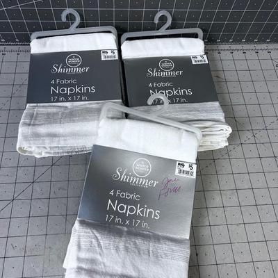 3 sets of 4 = 12 Total NEW Shimmer White Napkins