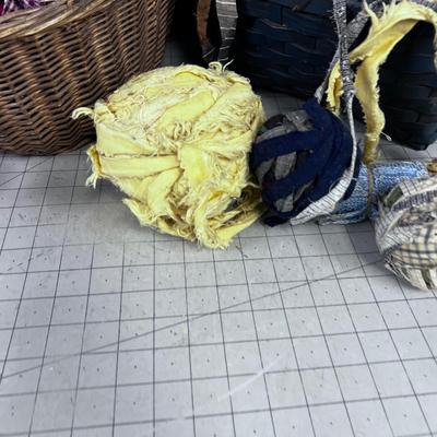2 Baskets of Rug Making Material 