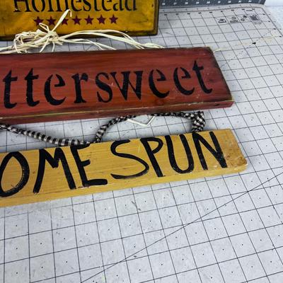 3 wood Signs 