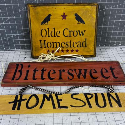 3 wood Signs 